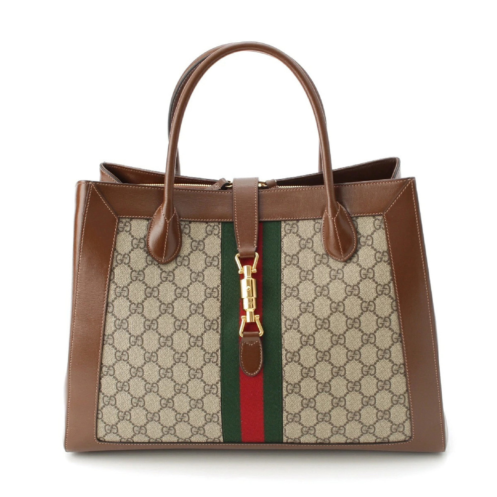 Gucci Jackie GG Supreme Sherry Shoulder Handbag Brown